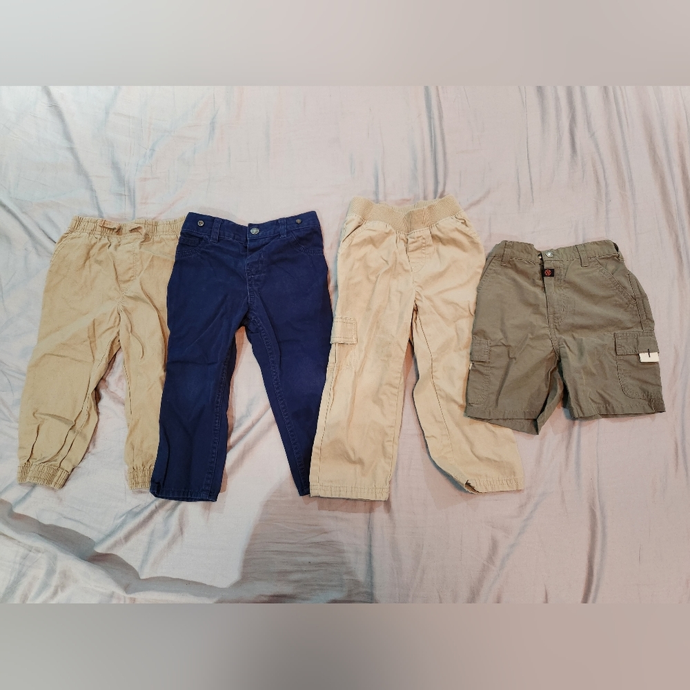 4 pairs Toddler 2T Khaki pant / short collection.